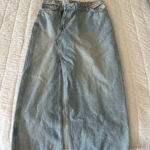 Light Blue Denim Maxi Skirt